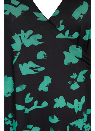 Robe cache-cœur imprimée en maille, Black Green , Packshot image number 2