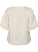 Blouse en jacquard avec des manches bouffantes et une coupe &eacute;vas&eacute;e, Vanille, Packshot image number 1