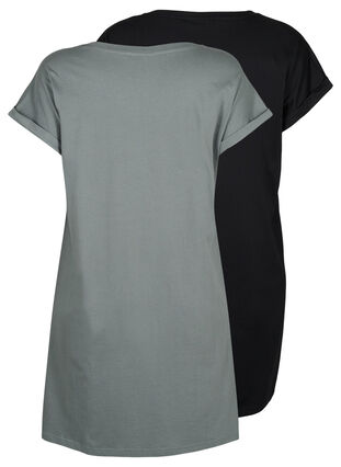 Robe en coton à manches courtes 2-pack, Balsam Green/Black, Packshot image number 1