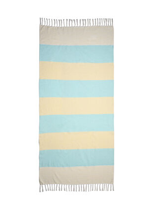 Gestreepte hammam handdoek met franjes, Brook Green Comb, Packshot image number 2