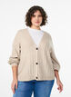 Vest met ribstructuur en ballonmouwen, Beige, Model image number 0