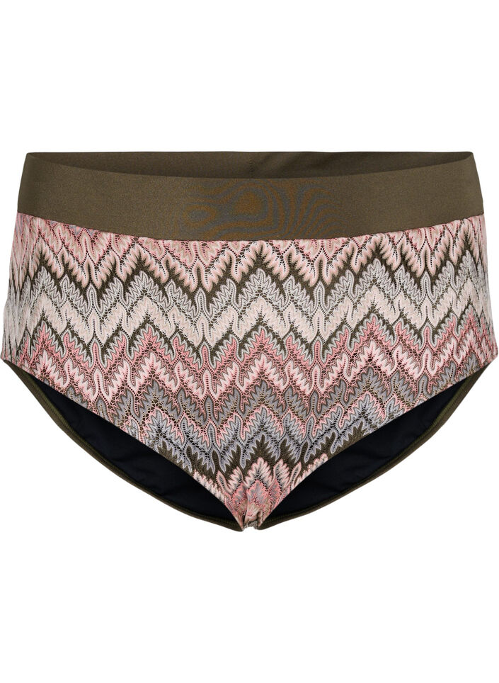 Culotte de bikini &agrave; motifs avec taille haute, Beech AOP, Packshot image number 0