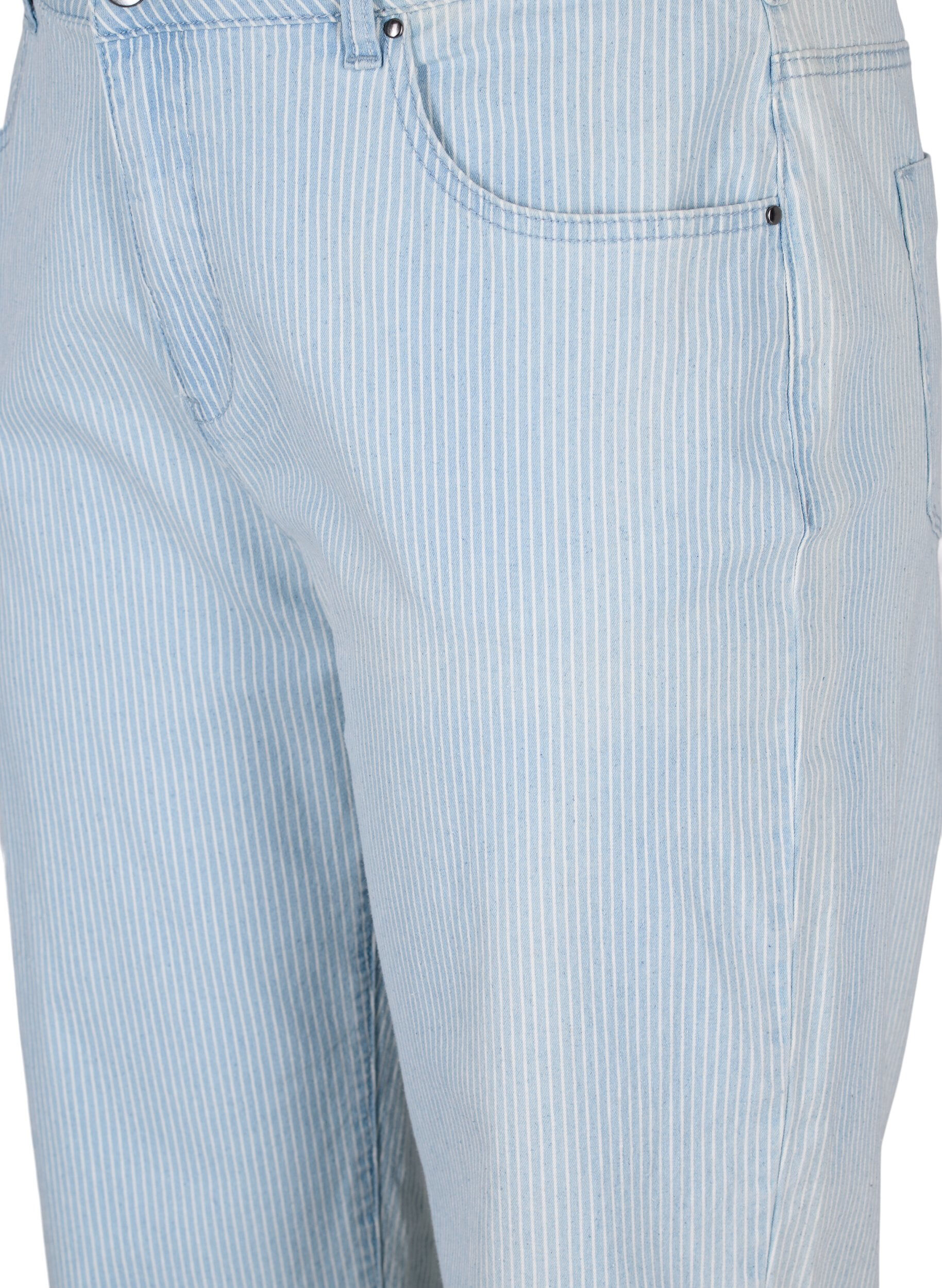 ZizziStraight jeans met enkellengte, Light Blue Stripe, Packshot image number 2