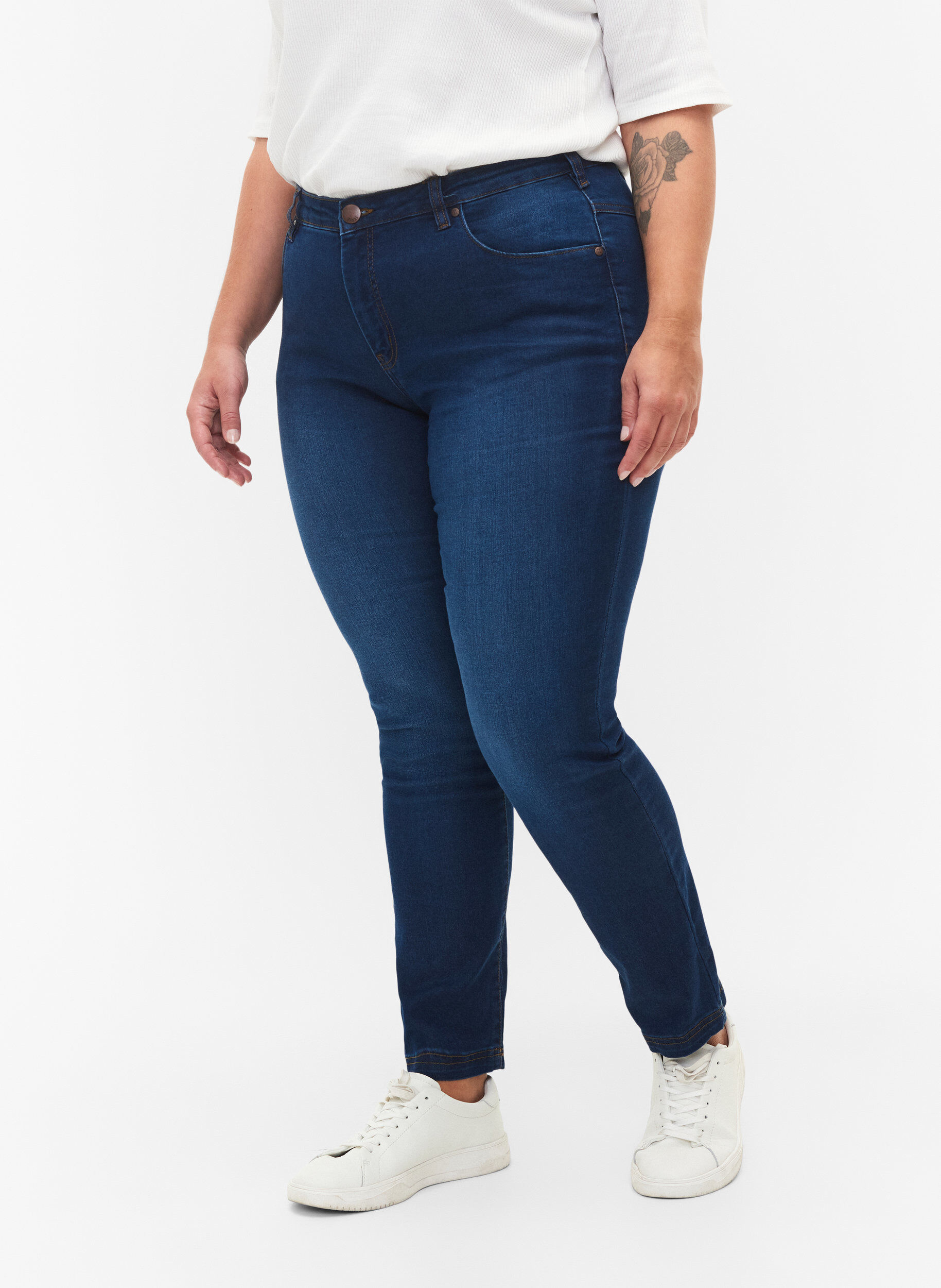 ZizziSlim fit Emily jeans met normale taille, Blauw, Model image number 3