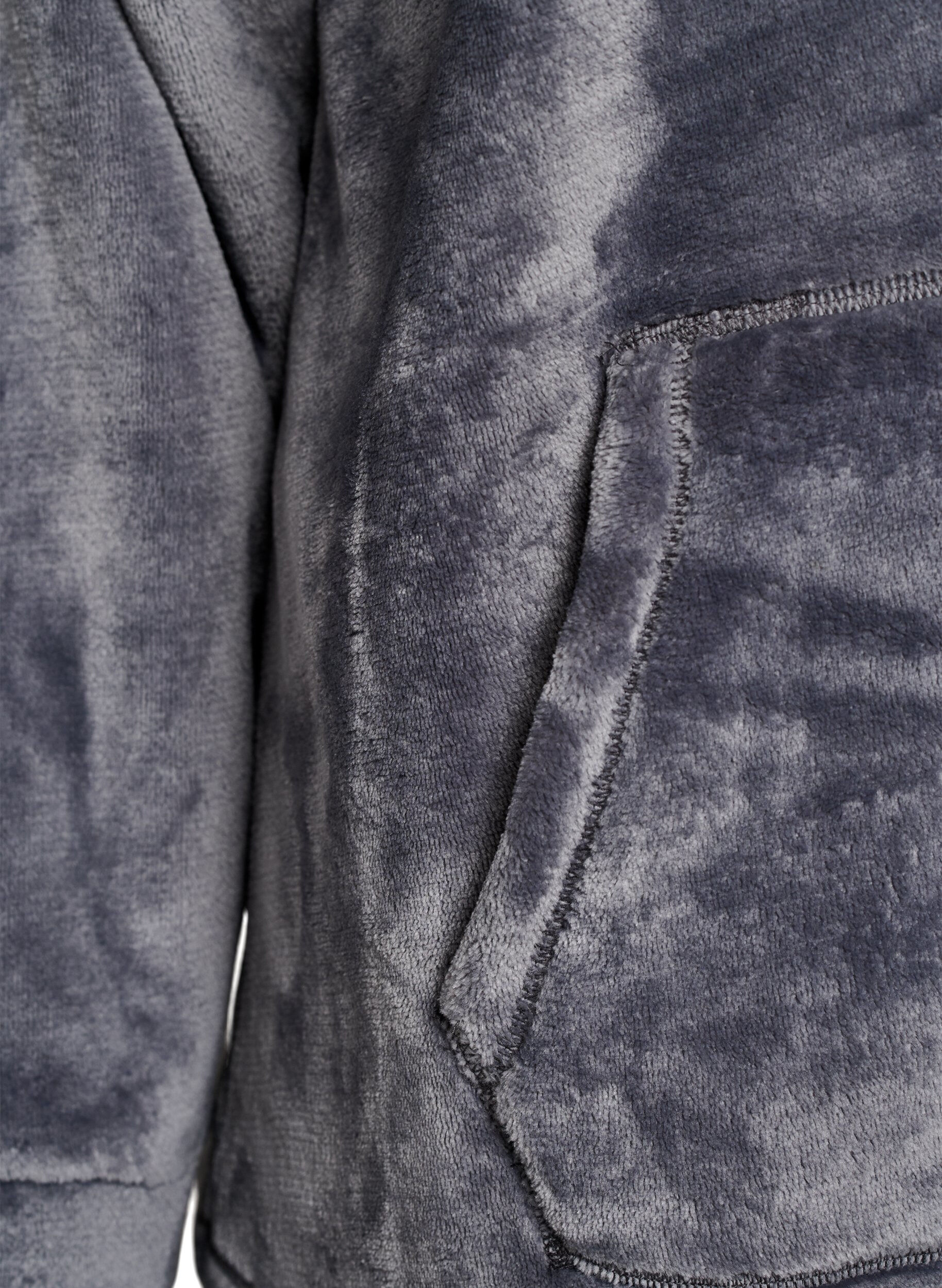 ZizziSweat &agrave; capuche en velours avec poche kangourou, Gris, Packshot image number 3