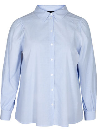Chemise en coton à rayures, White/Blue stripe, Packshot image number 0