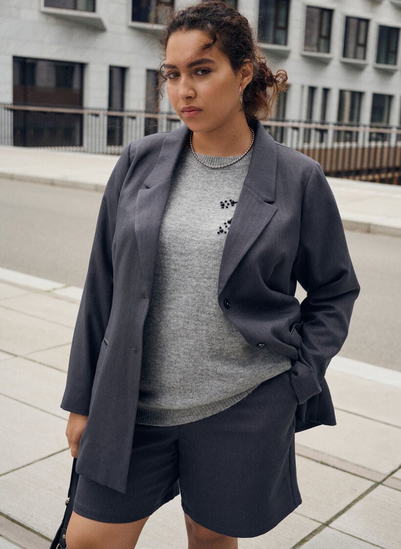 Pull brod&eacute; de perles, Gris, Image image number 0