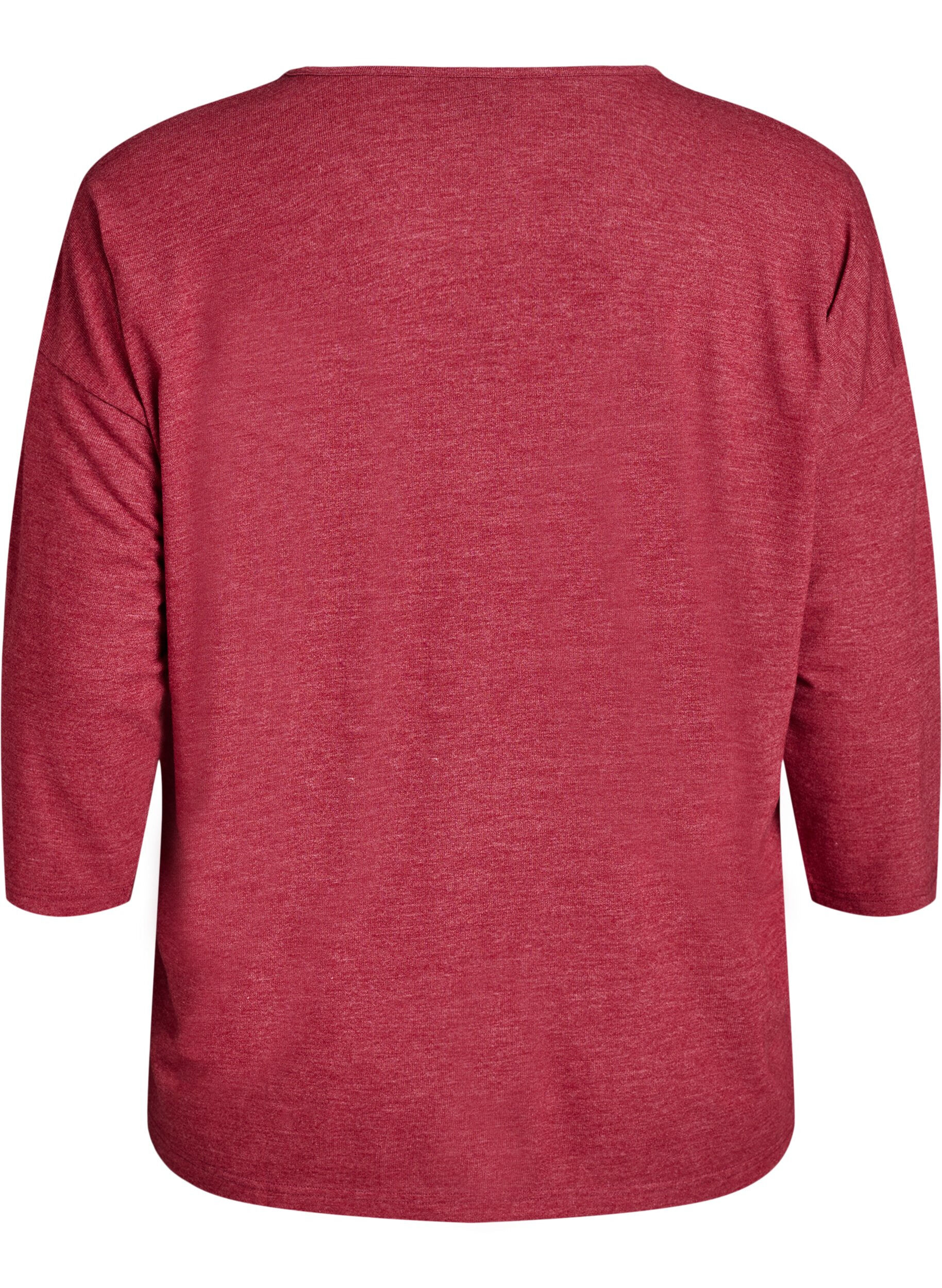 ZizziJersey blouse met 3/4 mouwen, Rood, Packshot image number 1