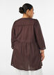 Tunique en coton &agrave; col en V et bordure en crochet, Marron, Model image number 2