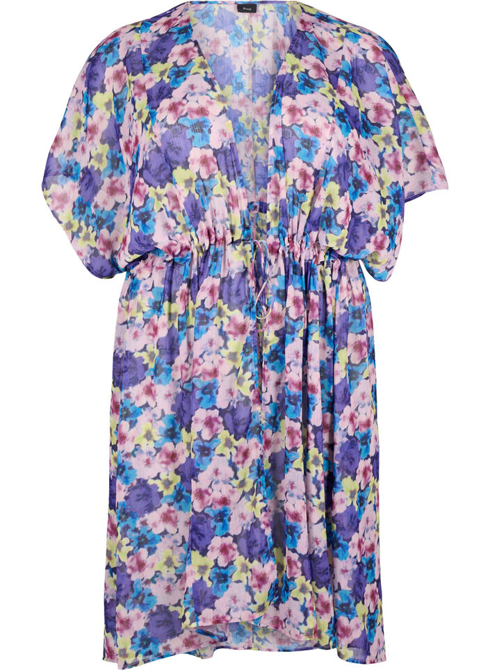 Strand kimono met print, Blauw, Packshot image number 0