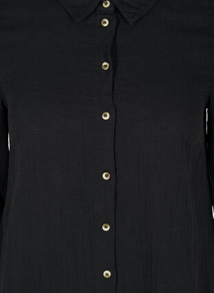 Lange katoenen blouse met een klassieke kraag, Black, Packshot image number 2