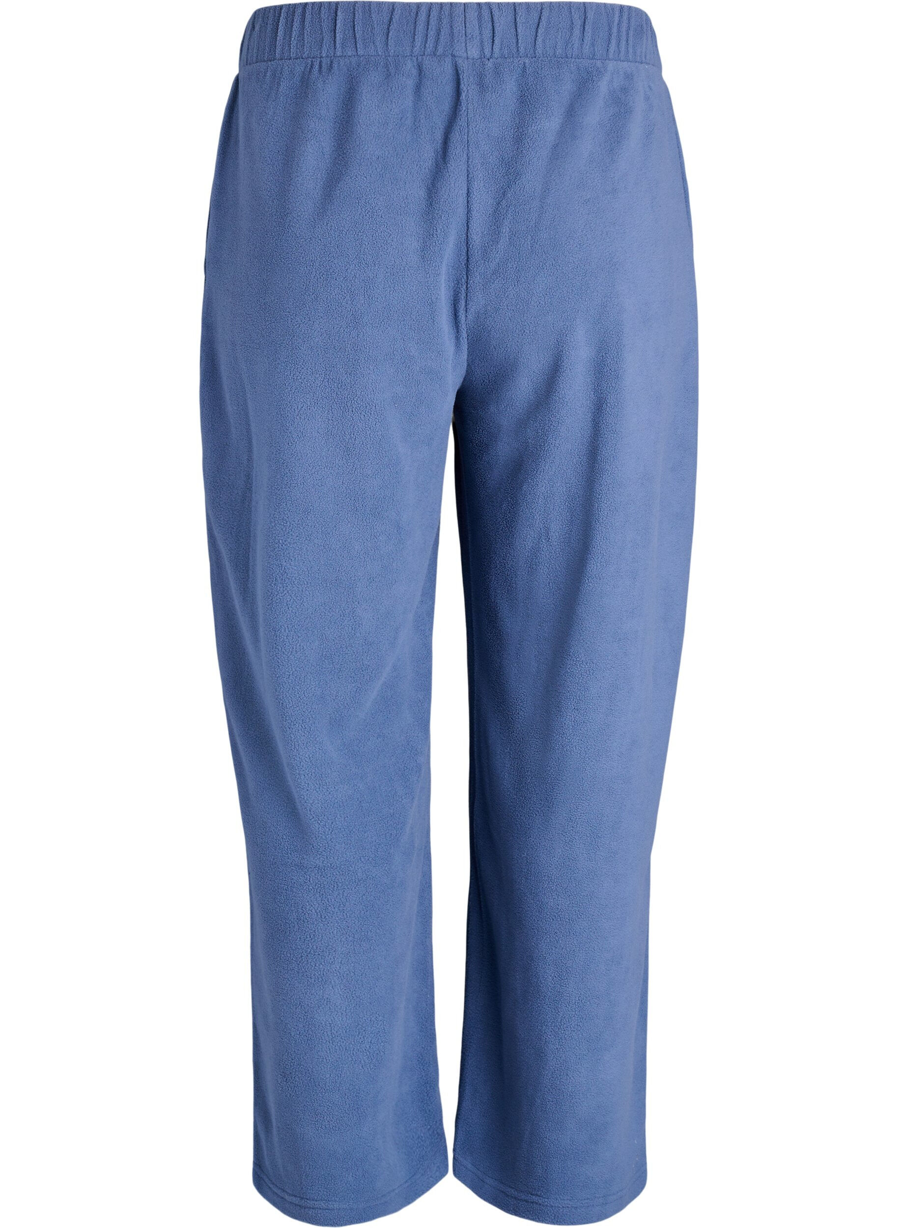 ZizziHigh-waist fleecetrousers met zakken, Blauw, Packshot image number 1