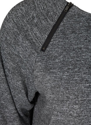 Blouse chinée avec un détail zippé, Dark Grey Melange, Packshot image number 3