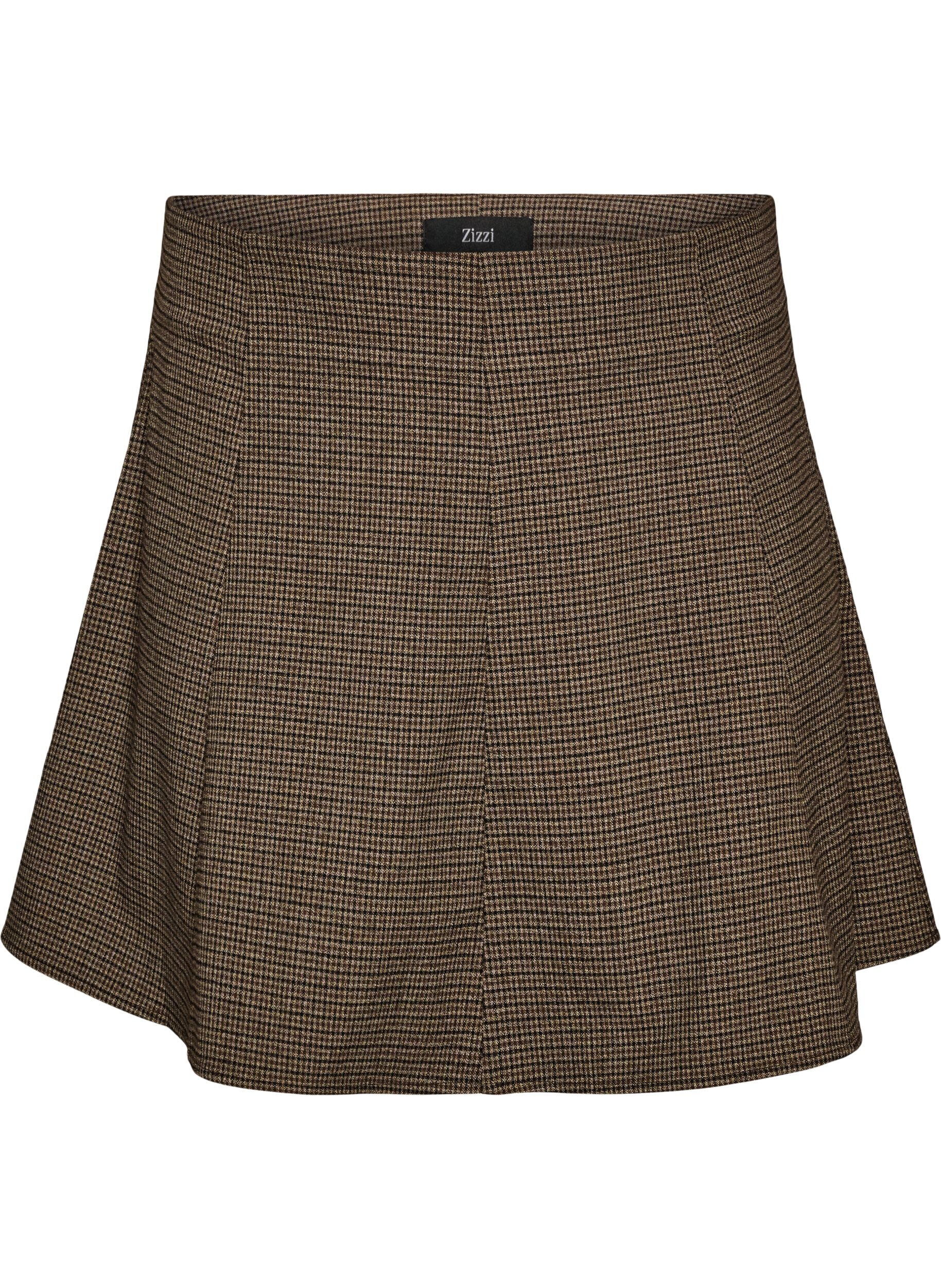 ZizziJupe &eacute;vas&eacute;e &agrave; petits carreaux, Marron, Packshot image number 0