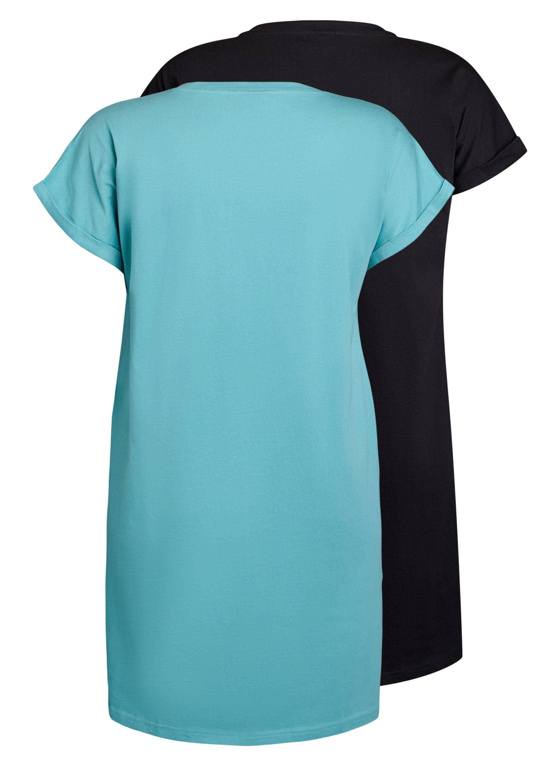 Zizzi2-pack T-shirtjurk met korte mouwen, Blauw, Packshot image number 1