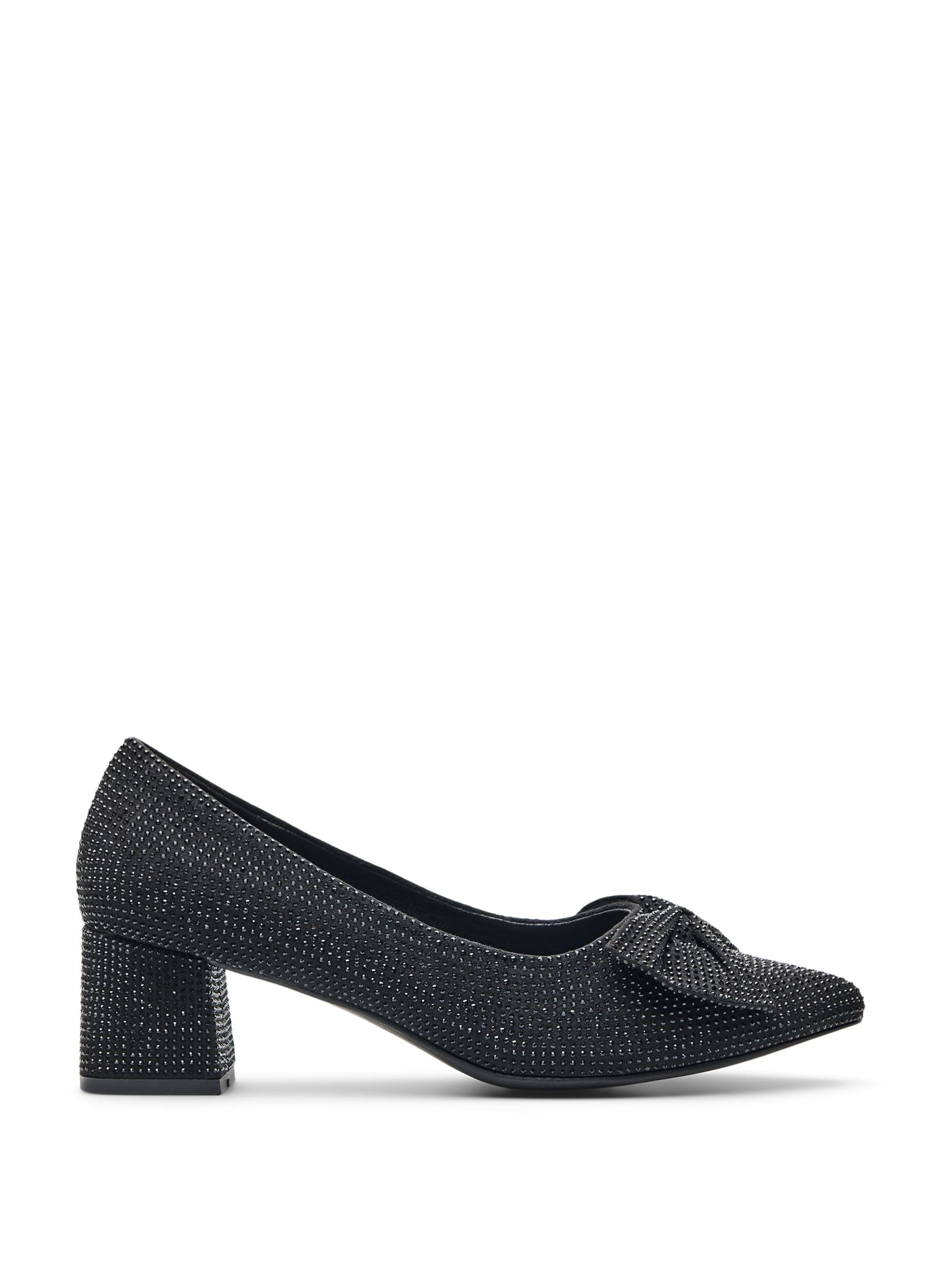 Wide fit - Pumps met strik en strass-steentjes