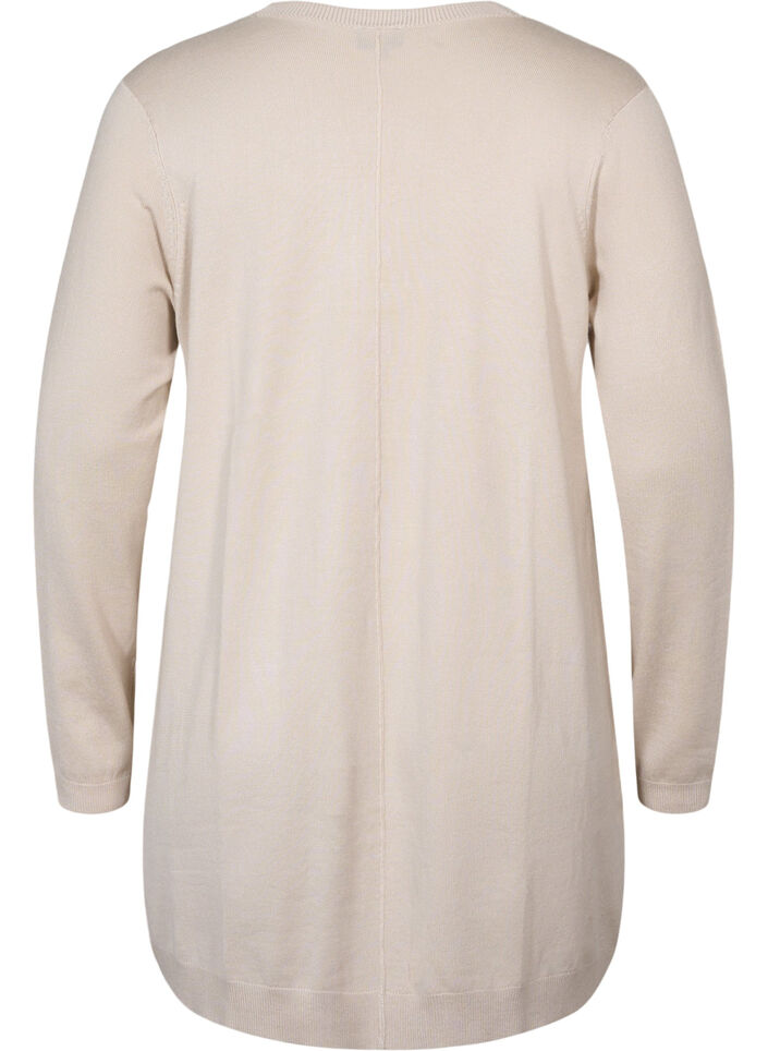 Long cardigan tricot&eacute; dans un m&eacute;lange de viscose, Beige, Packshot image number 1