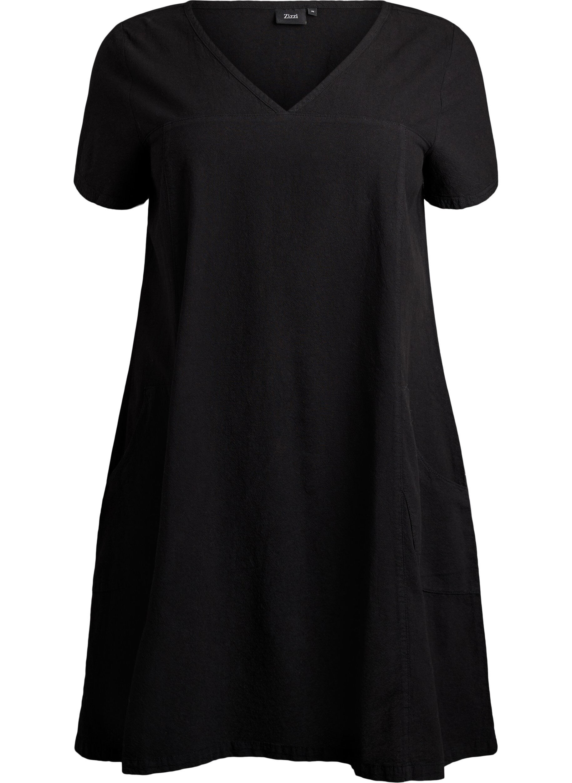 ZizziRobe en coton &agrave; manches courtes, Noir, Packshot image number 0