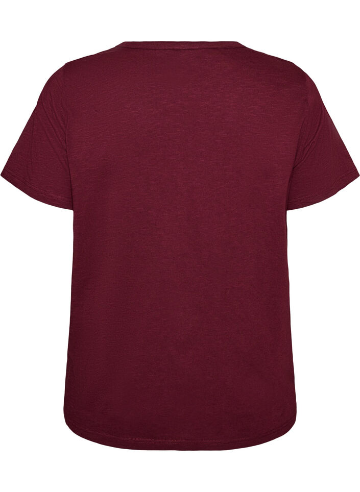 T-shirt dot&eacute; de boutons, Bordeaux fonc&eacute;, Packshot image number 1