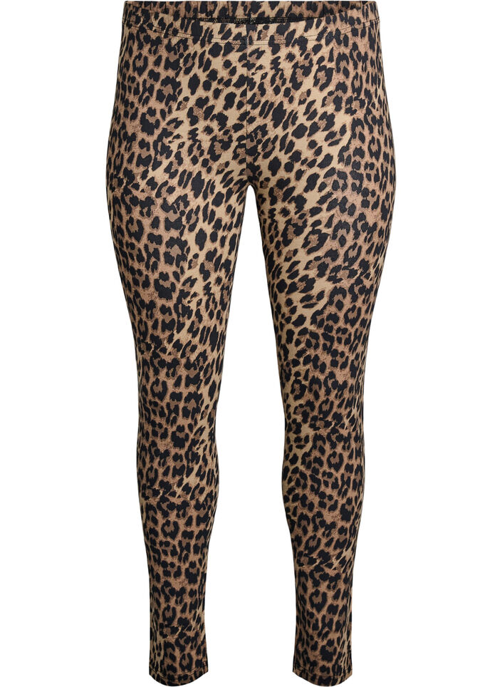 Viscose leggings met luipaardprint, Bruin, Packshot image number 0