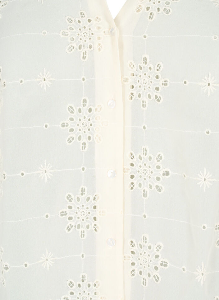 Overhemdblouse met korte mouwen en broderie anglaise, Antique White, Packshot image number 2