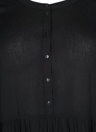 Robe en viscose à manches courtes en forme trapèze , Black, Packshot image number 2