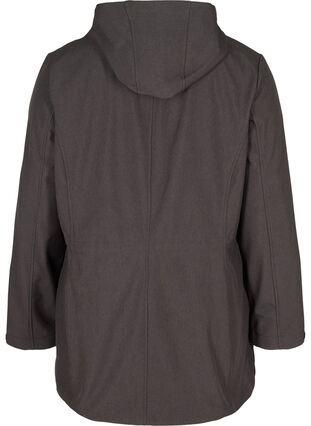 Veste softshell à capuche et taille ajustable, Dark Grey Melange, Packshot image number 1