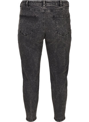 Cropped mom jeans met hoge taille, Black acid washed, Packshot image number 1