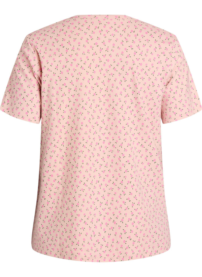 T-shirt en coton avec imprim&eacute; int&eacute;gral, Rose, Packshot image number 1