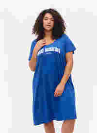 Katoenen nachthemd met korte mouwen, Dazzling Blue GOOD, Model