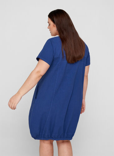 Robe en coton à manches courtes, Twilight Blue, Model image number 1