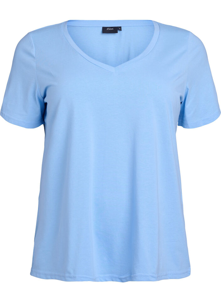 T-shirt met korte mouwen en V-hals, Blauw, Packshot image number 0