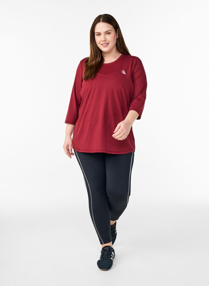 Sporttop met 3/4 mouwen, Rood, Model image number 1