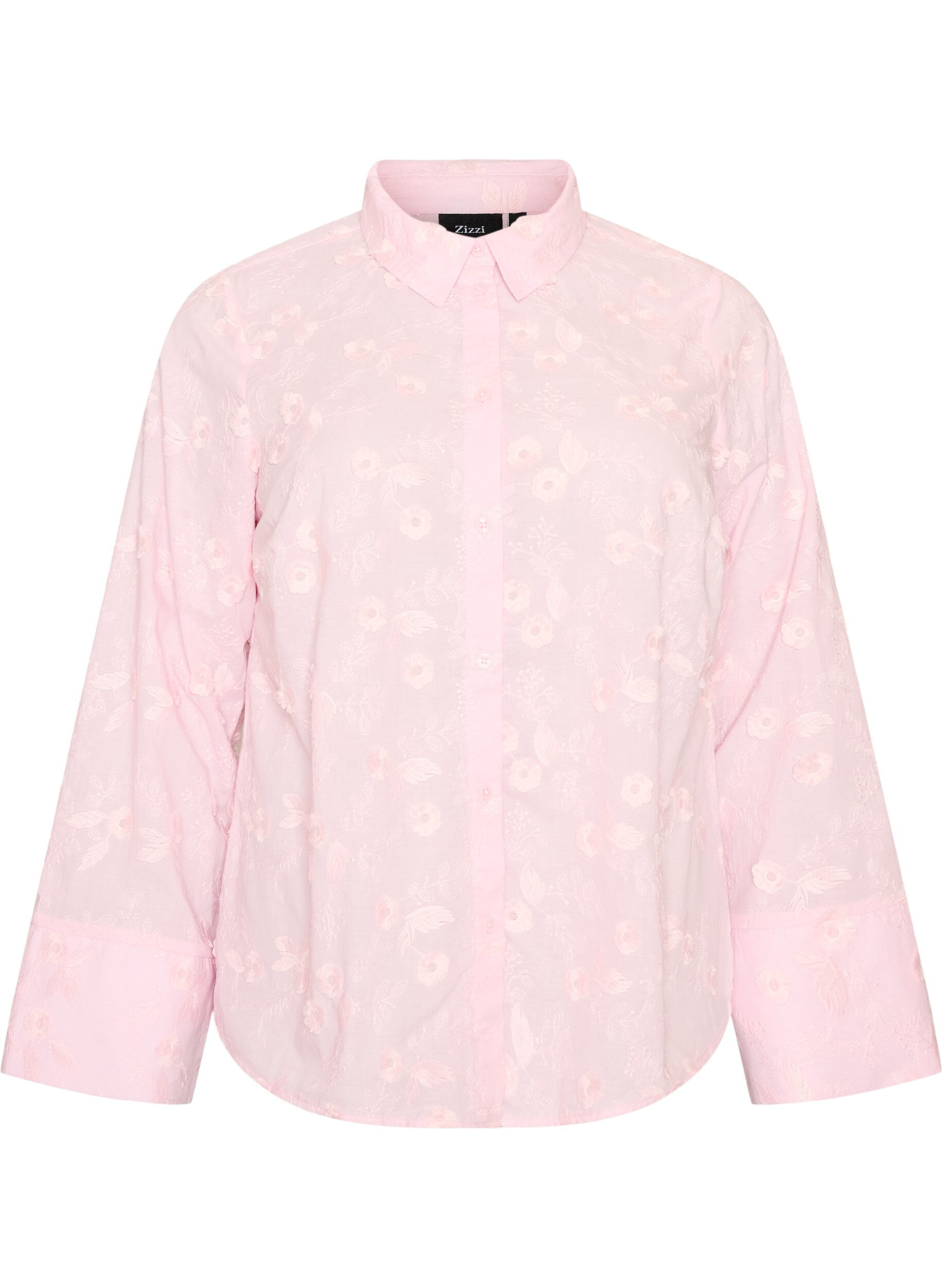 ZizziShirt met bloemenborduursel en wijde mouwen, Roze, Packshot image number 0