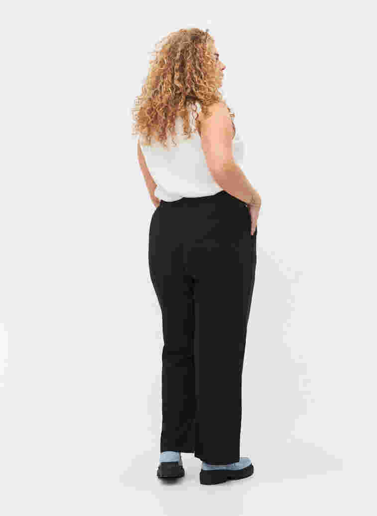 Pantalon évasé avec taille élastiquée, Black, Model