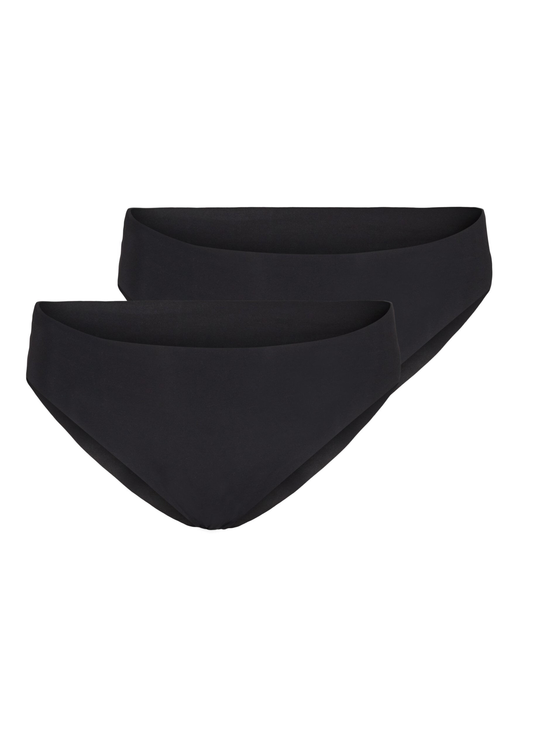 ZizziSet van 2 naadloze slips, Black, Packshot image number 0