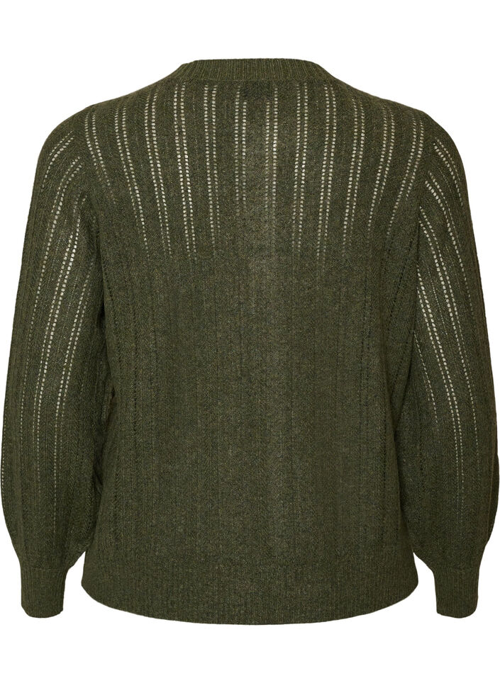 Cardigan en maille ajour&eacute;e, Vert, Packshot image number 1
