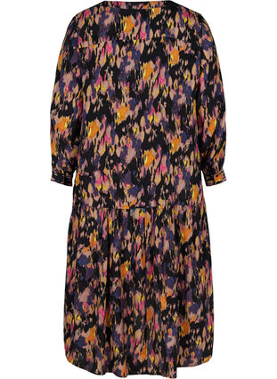 Midi-jurk met print van viscose, Black AOP, Packshot image number 1