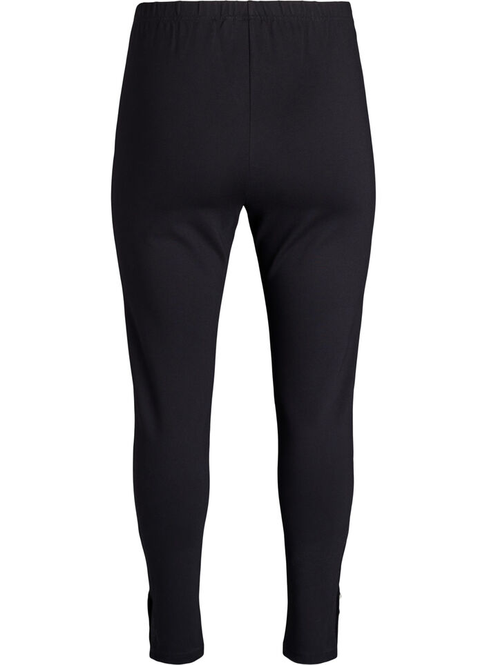 Leggings met knopen aan de onderkant, Zwart, Packshot image number 1