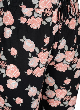 Pantalon de pyjama en viscose fleuri, Black Flower AOP, Packshot image number 2