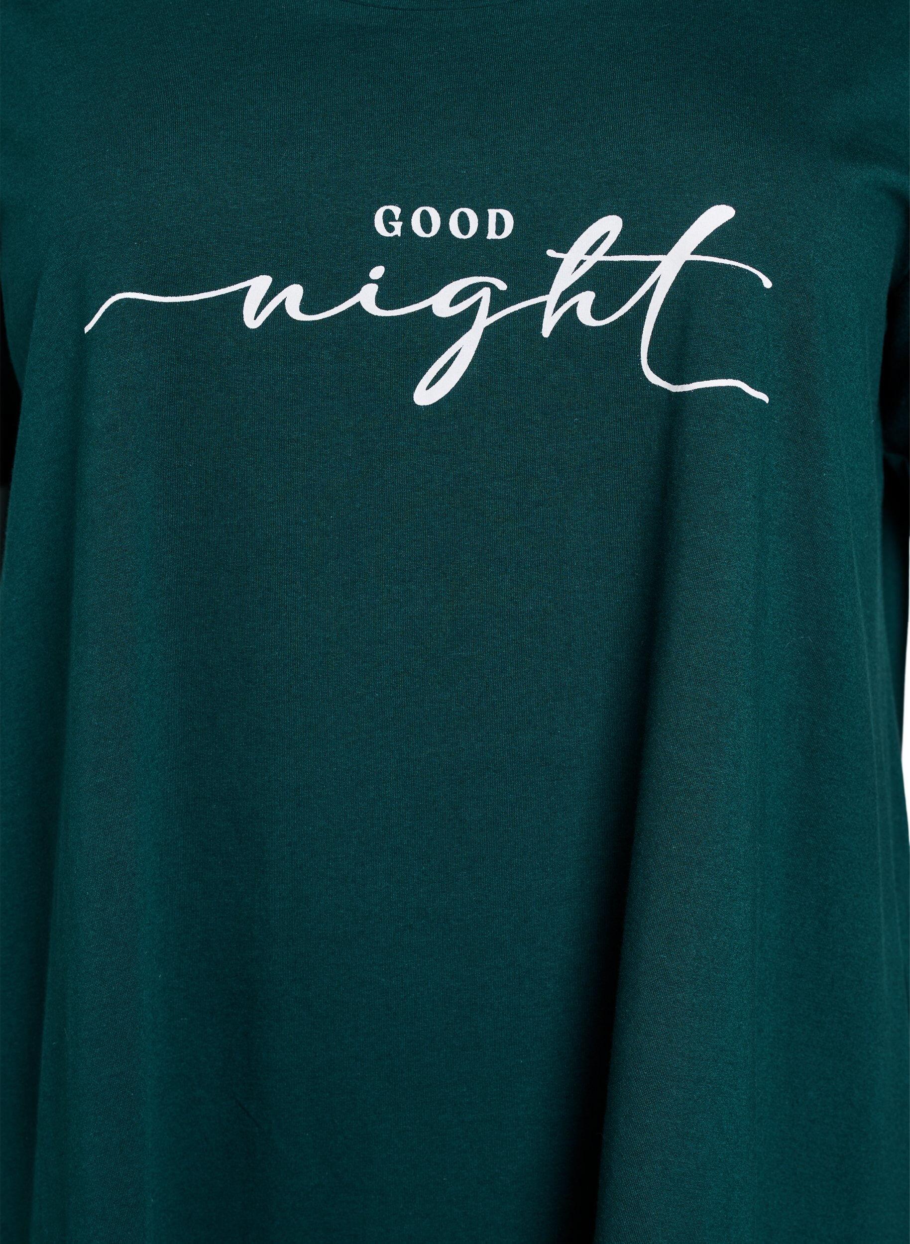 ZizziChemise de nuit &agrave; manches courtes en coton biologique, Vert fonc&eacute;, Packshot image number 2