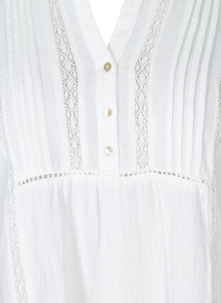 Robe en coton avec forme en trapèze , Bright White, Packshot image number 2