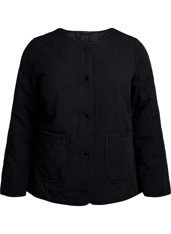 Veste matelassée avec boutons et poches, Noir, Packshot image number 0