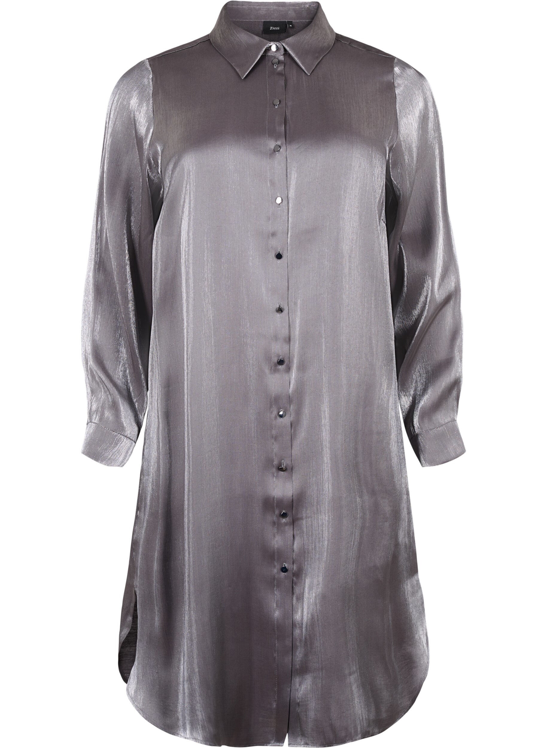 Zizzi Chemise longue de couleur argent&eacute;e, Dark Silver, Packshot image number 0