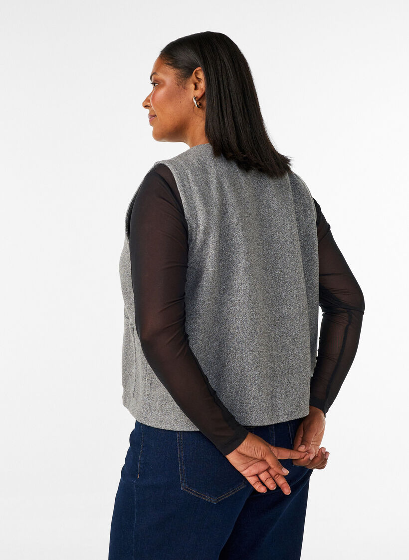 Blouse en mesh &agrave; manches longues, Noir, Model image number 2