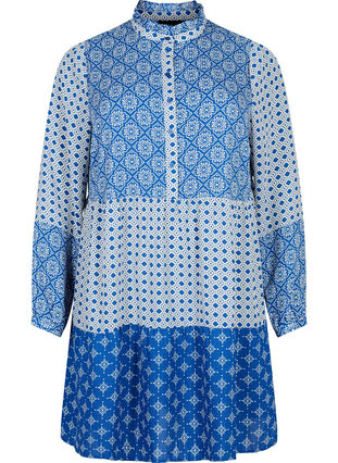 A-vorm jurk met patronen en uitsnijdingen, Blue AOP, Packshot image number 0