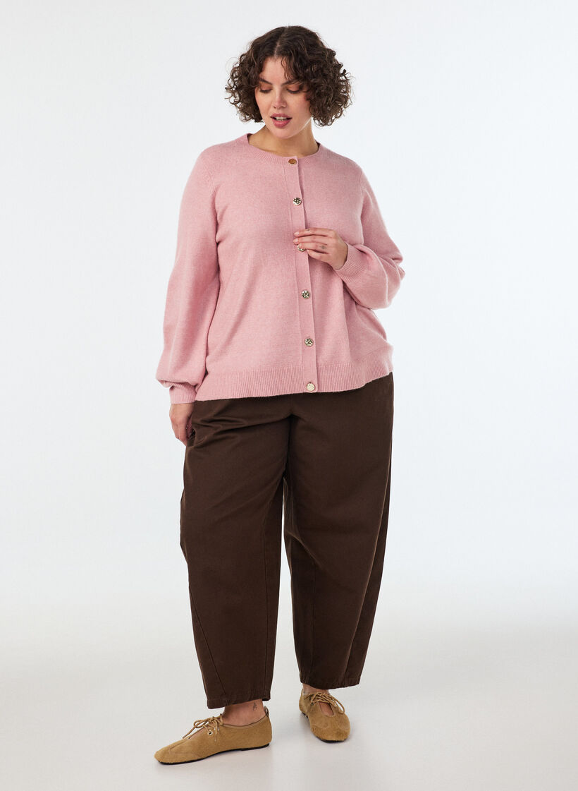 Cardigan en maille douce avec boutons dor&eacute;s, Rose poudr&eacute;e, Model image number 1