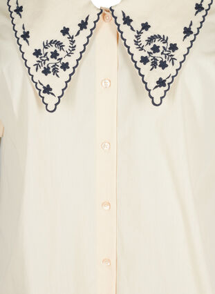 Chemise à manches courtes en coton à grand col, MotherOfPearl w.Blue, Packshot image number 2