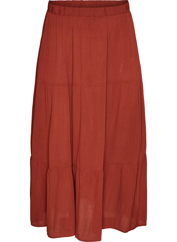Jupe longue &agrave; taille &eacute;lastiqu&eacute;e, Bordeaux, Packshot image number 0
