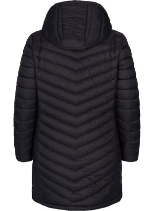 Gewatteerde lichte jas met afneembare capuchon en zakken, Black, Packshot image number 1